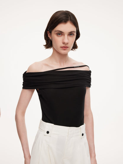 Lyocell Blend Off Shoulder Women Knit Top