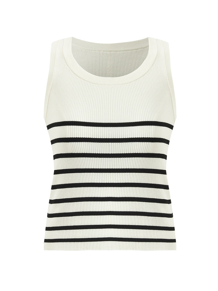 Acetate Cotton Knitted Striped Tank Top