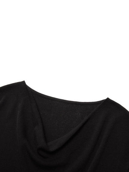 Tencel Mulberry Silk Cowl Neck Women Cap Sleeve Knit Top