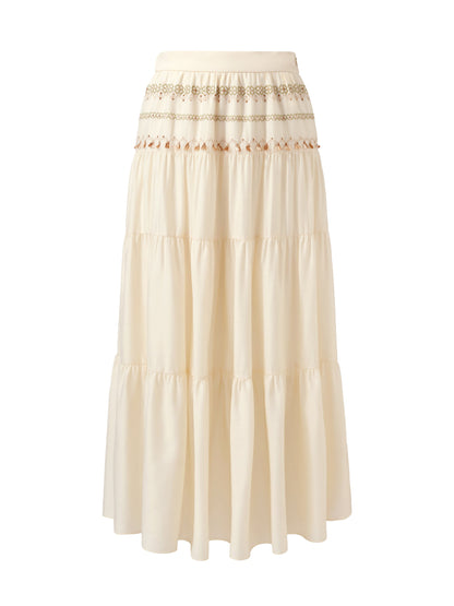 Acetate Blend Women Embroidered Skirt