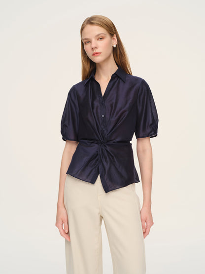 Tencel Blend Twist Front Women Blouse