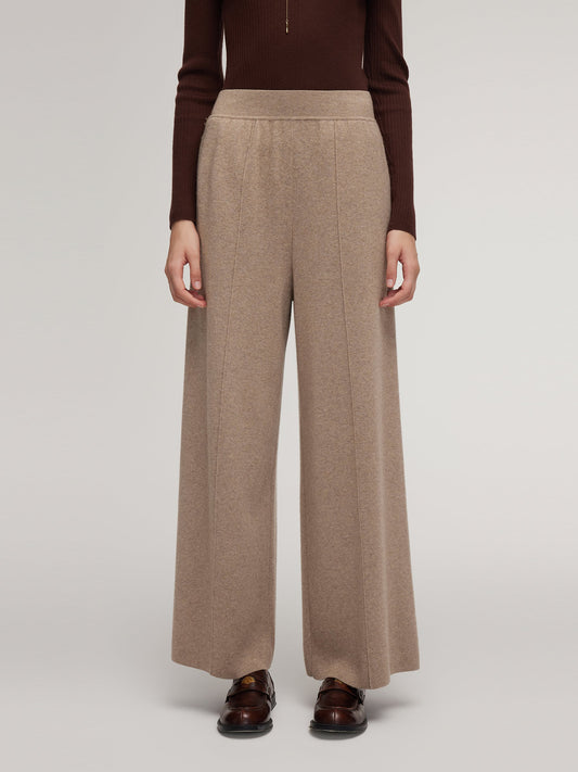 Cashmere Wool Blend Straight Wide Leg Women Pants