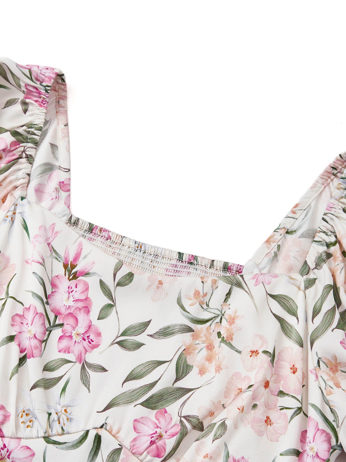 19MM Mulberry Silk Floral Print Women Square Neck Midi Dress