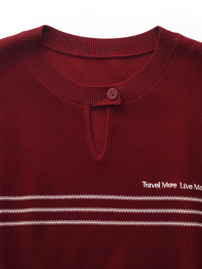 Tencel Blend Stripe Letter Print Women Cap Sleeve Knit Top