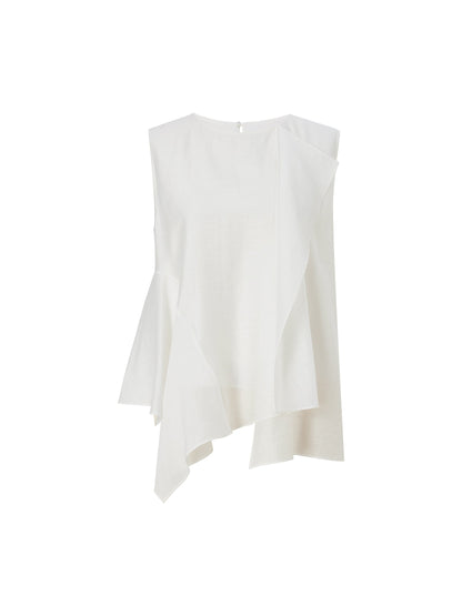 Lyocell Acetate Blend Ruffle-Detail Women Tank Top