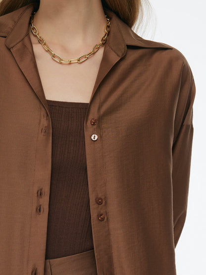 Tencel Blend Shirt And Knit Camisole Two-Piece Set