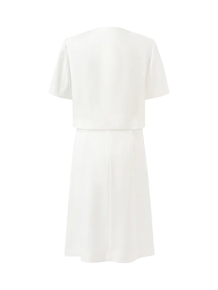 Triacetate Faux-Layered Single-Breasted Women Mini Dress
