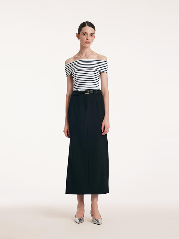 Straight Fitting Slit Half Skirt