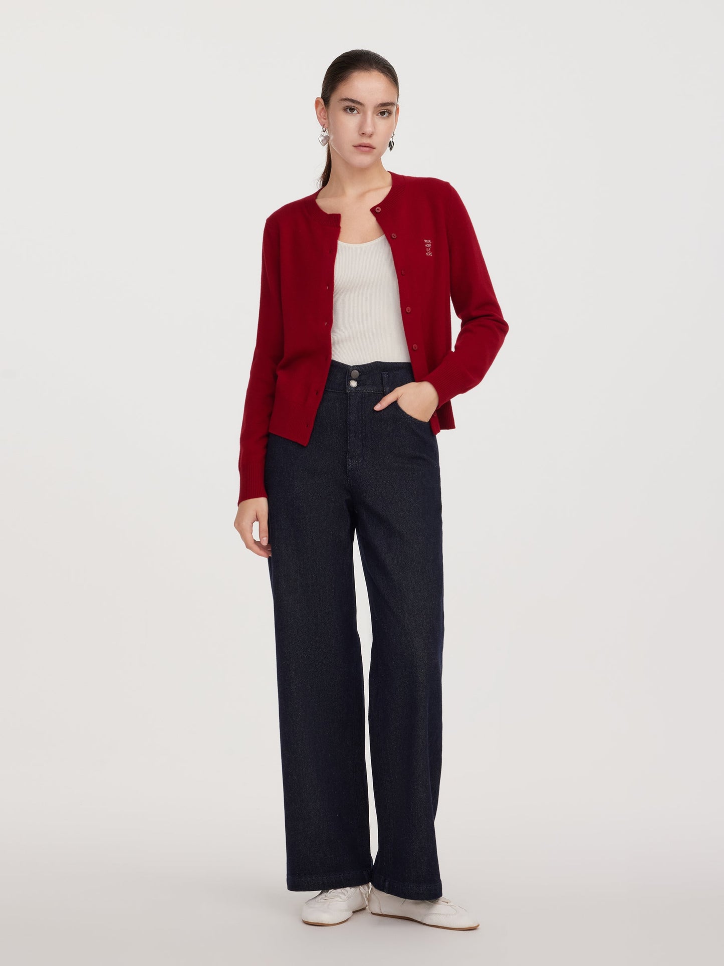 Cotton Denim Fleece Lined Straight Leg Women Jeans