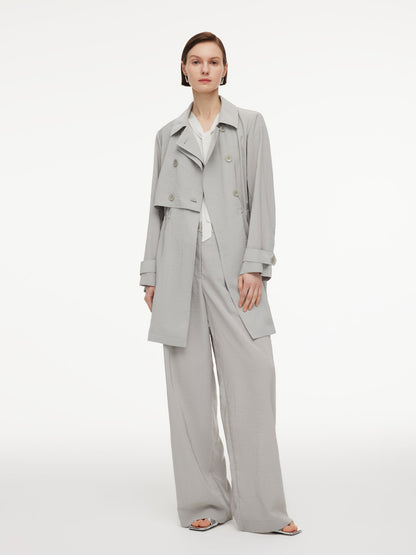 [Preview] Triacetate Blend Drawstring Waist Women Trench Coat