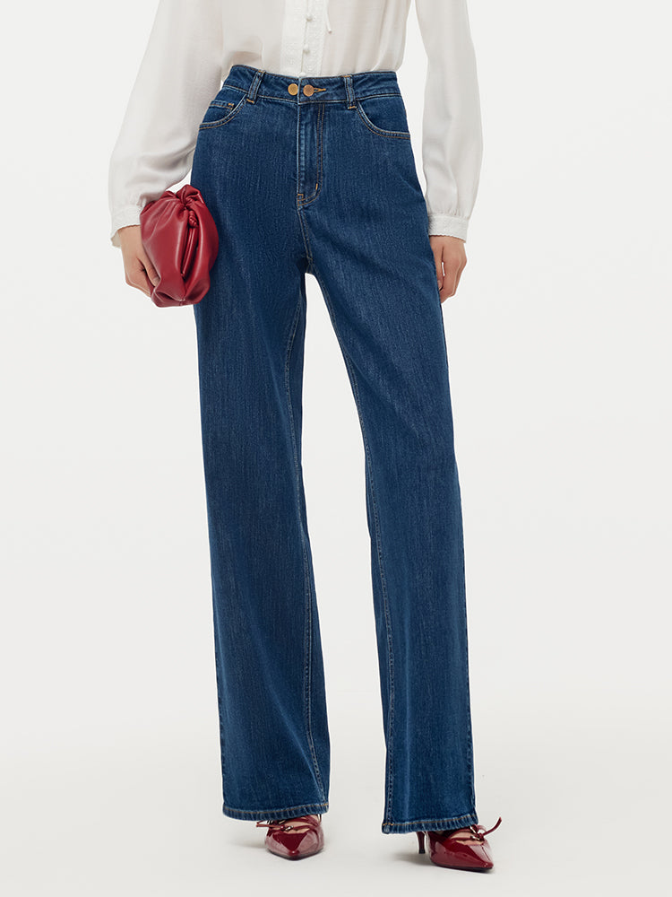 Faux Suede Jacket And Jeans Two-Piece Set