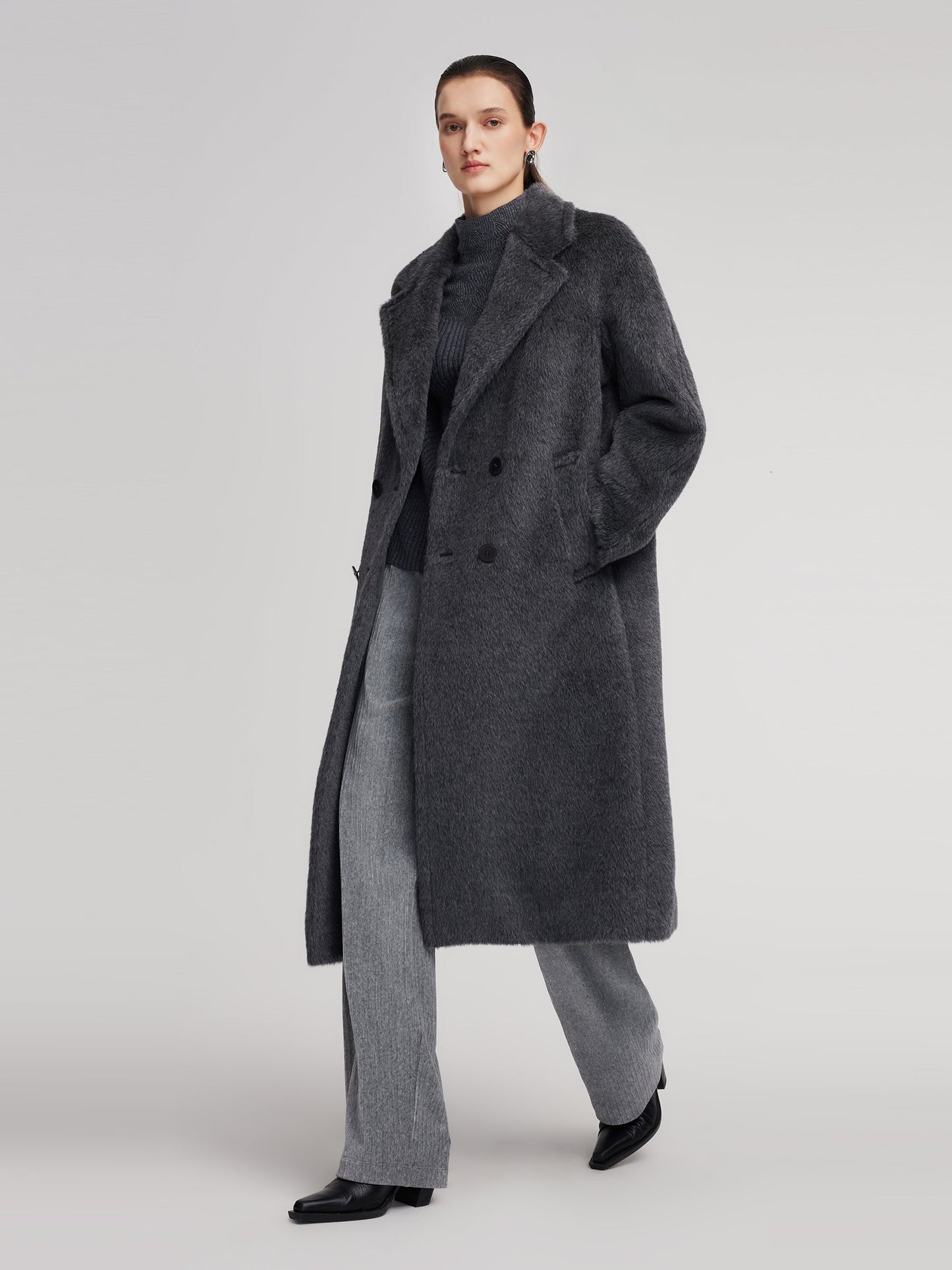 Brushed Alpaca Wool Blend Unisex Overcoat