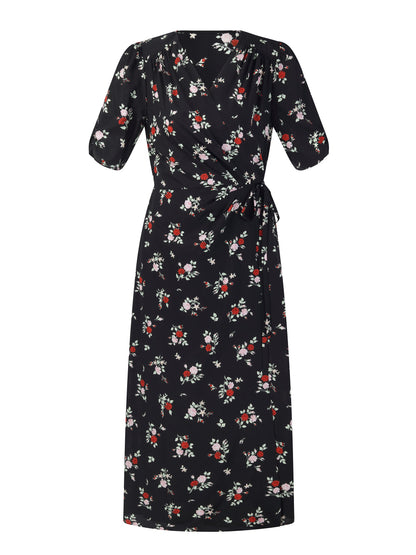 16MM Mulberry Silk Floral Print Women Maxi Wrap Dress