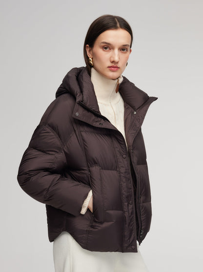 Cocoon Windproof Zip-Up Hooded Goose Down Jacket