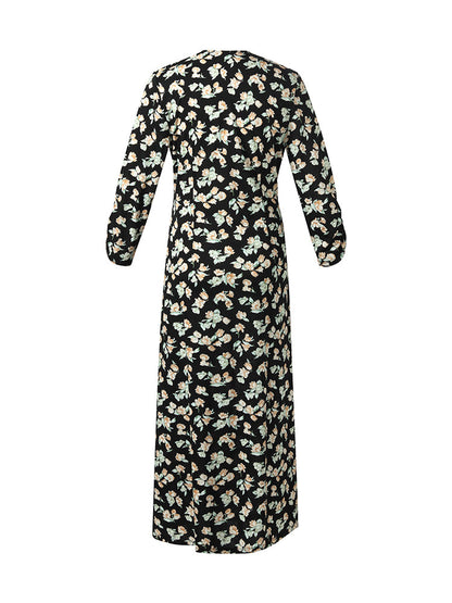 100% Cotton Floral Print Twist Front Women Maxi Dress