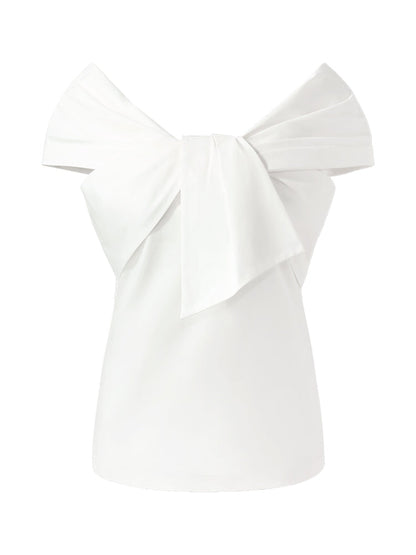 100% Cotton Bow Top And Adjustable Waist Denim Jeans Two-Piece Set
