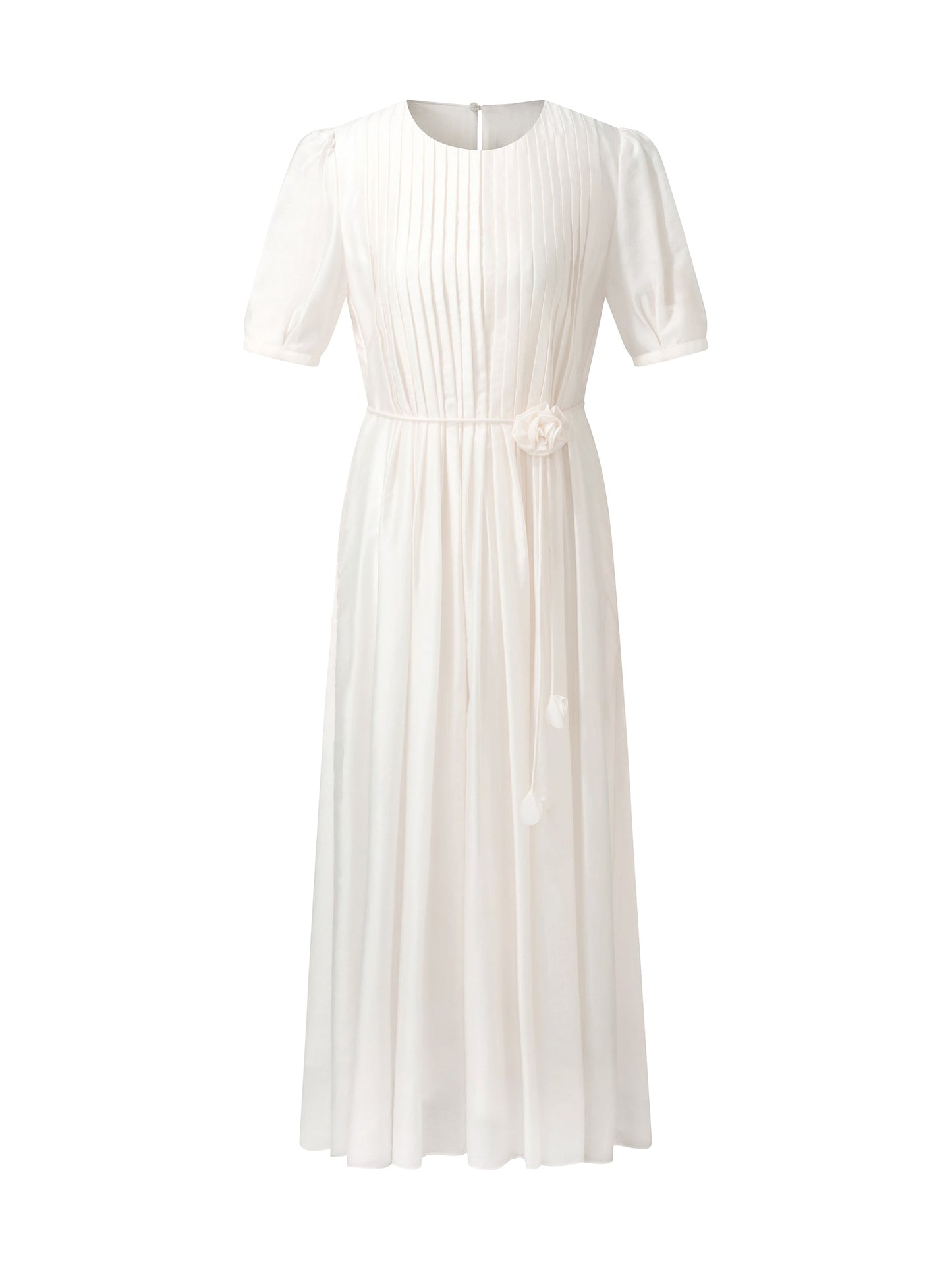 Tencel Blend Pleated Women Loose A-Line Maxi Dress