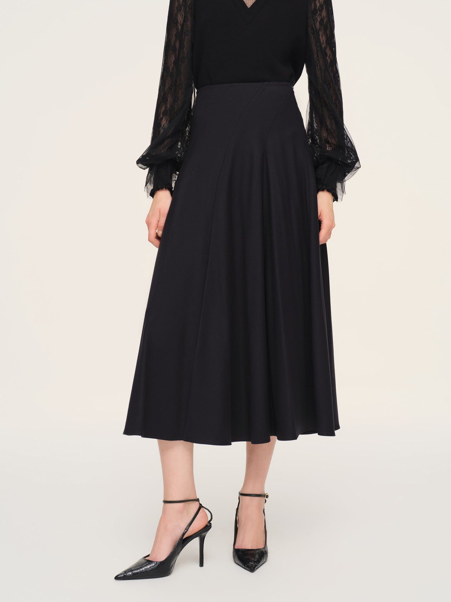 Cashmere Wool Blend Stretch Women Skirt