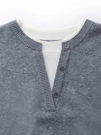 100% Wool Faux Two-Piece Women Sweater