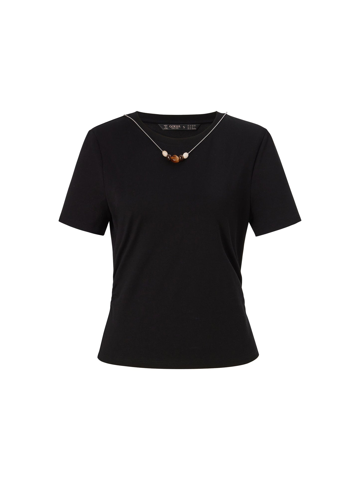 Cotton Side Twist Women T-Shirt With Detachable Beaded Chain