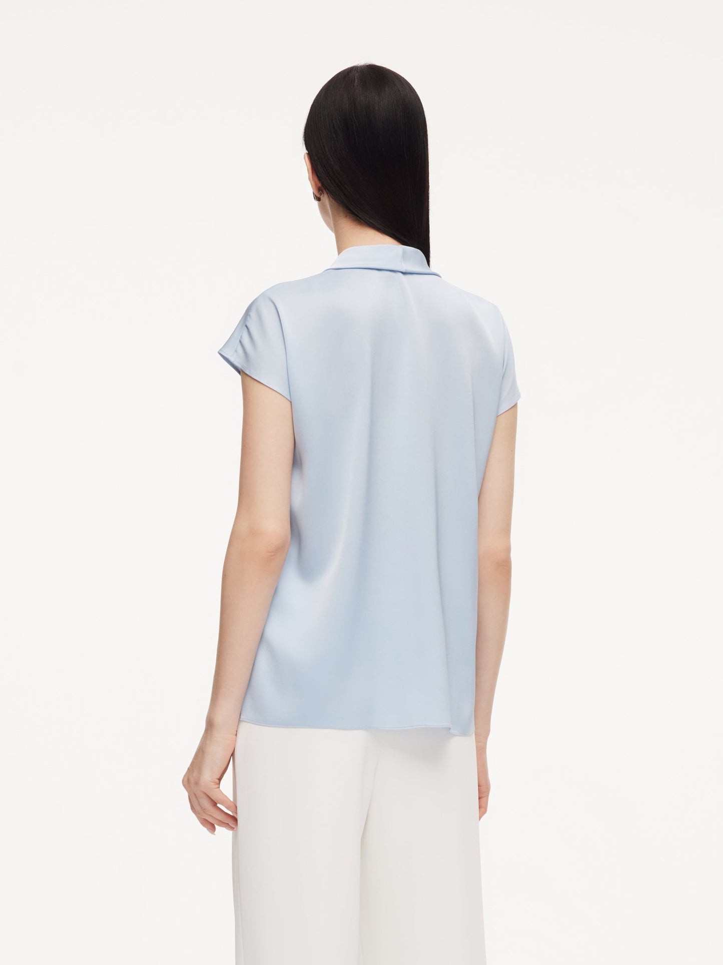 22MM Mulberry Silk Tie Neck Women Blouse