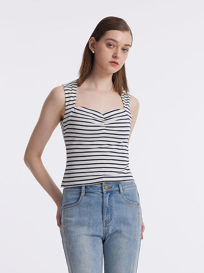 Striped Knitted Camisole With Detachable Chest Pads