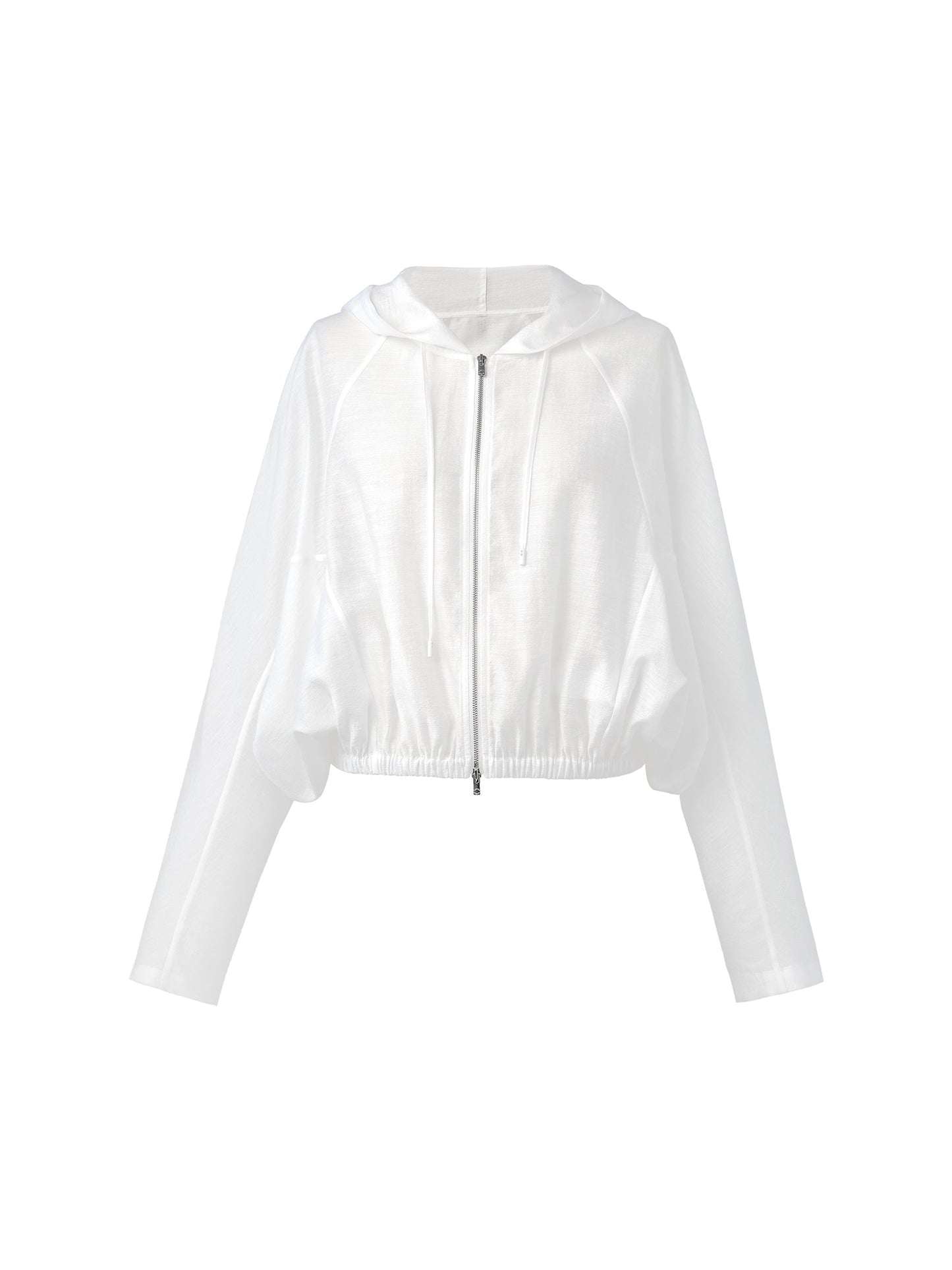Tencel Acetate Linen Blend Women Zip-Up Hooded Cropped Jacket