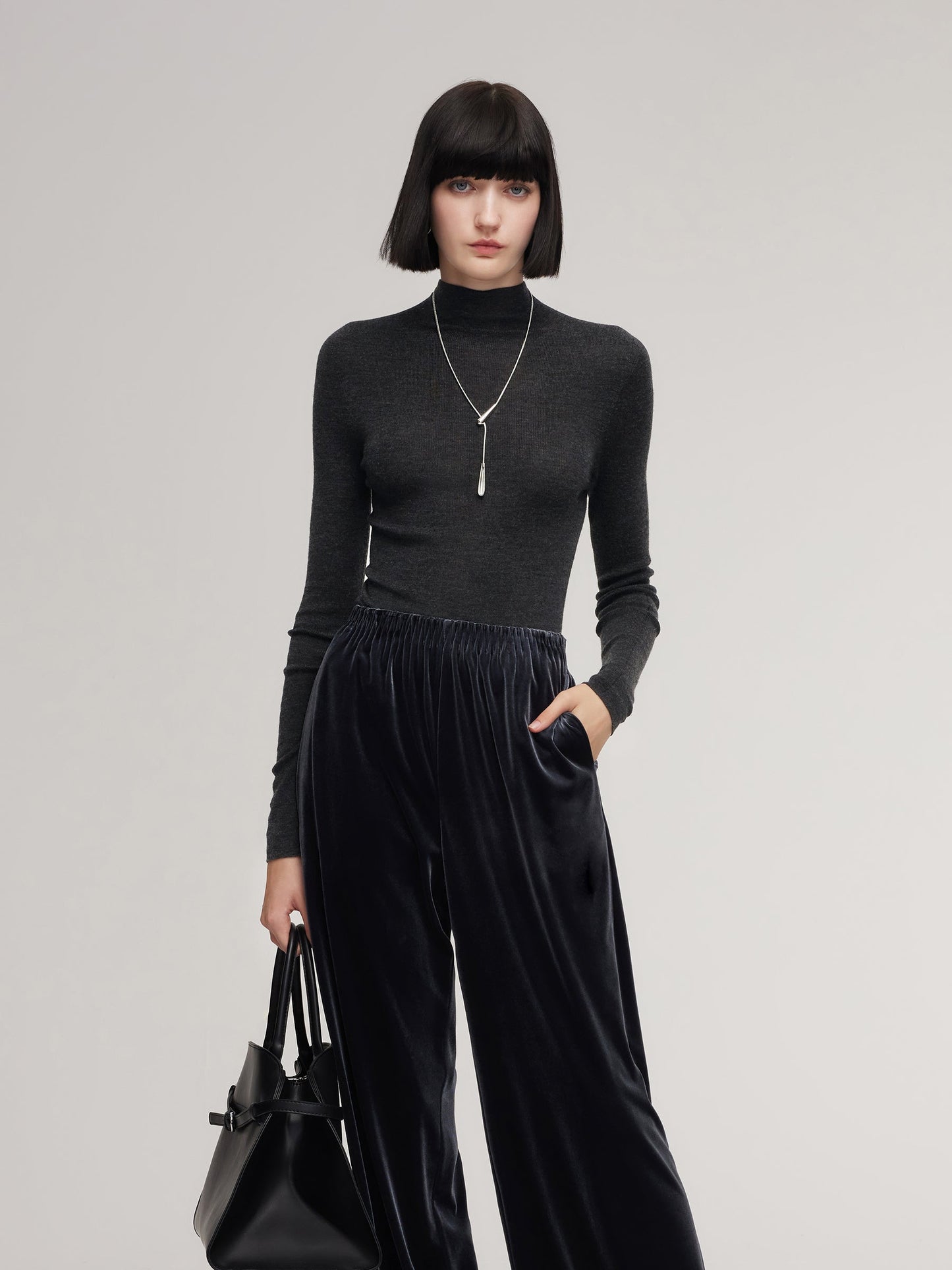 Cashmere Mulberry Silk Tencel Blend Women Knit Top