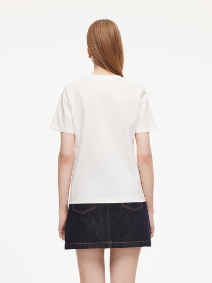 100% Cotton Beaded Letter Women T-Shirt