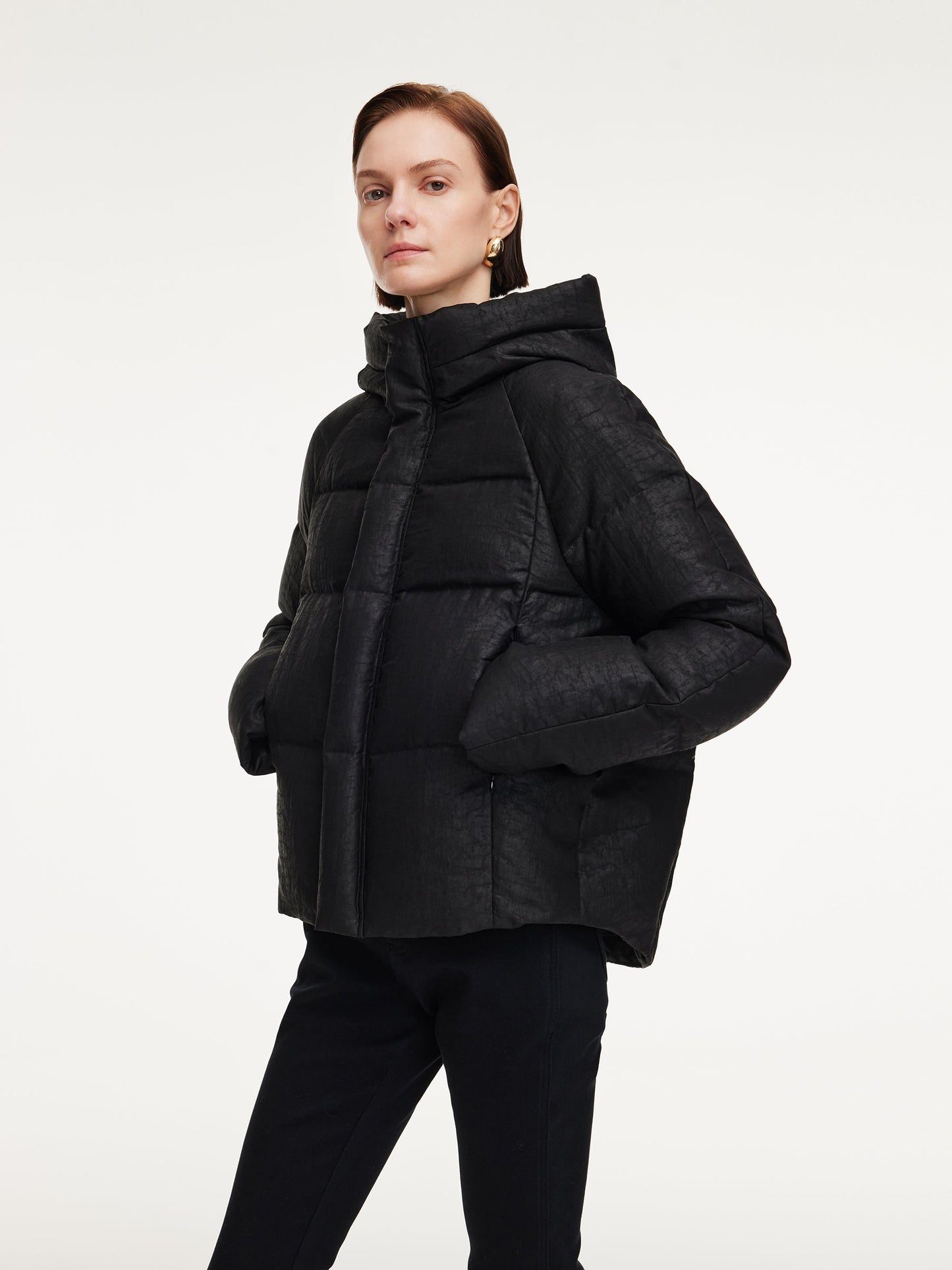 18MM Gambiered Canton Gauze Hooded Unisex Goose Down Jacket