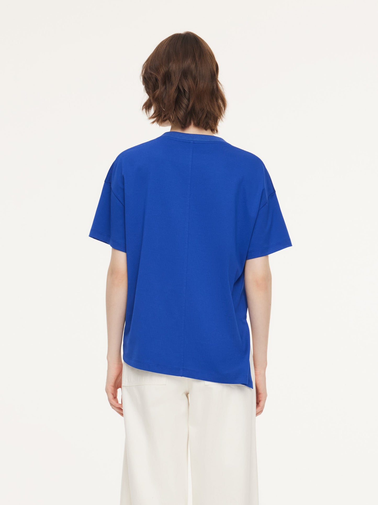 Asymmetrical Hem Heart Decorated Women T-Shirt