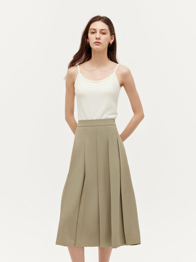 Crop Blazer And Camisole And Pleated Midi Skirt Three-Piece Set