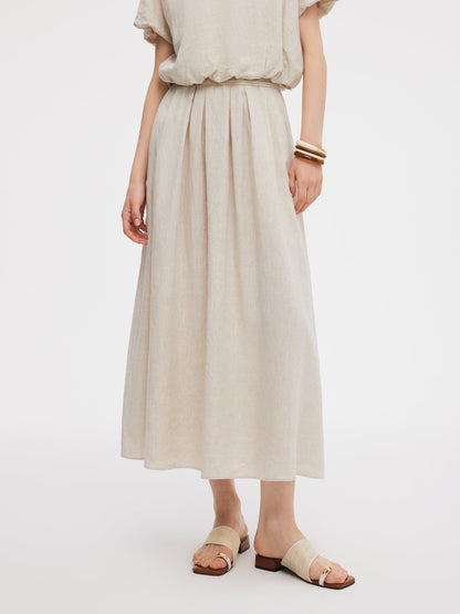 100% Linen Women High-Waisted A-Line Skirt