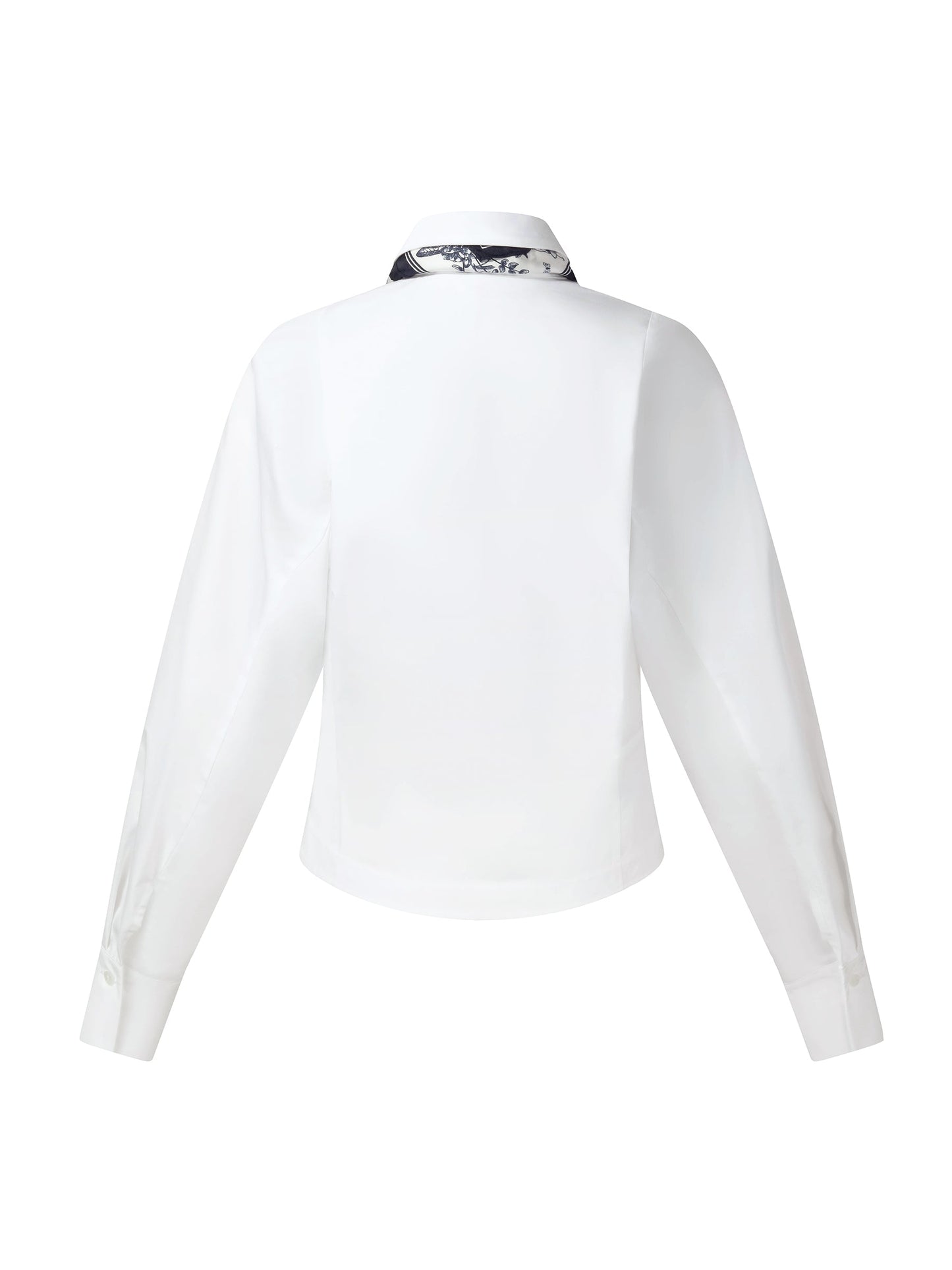 [Preview] Cotton Blend Gather-Waisted Women Shirt With Silk Scarf
