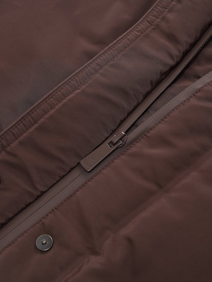 Quilted Hooded Goose Down Wrap Overcoat