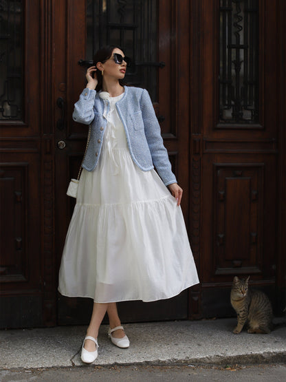Single-Breasted Round Neck Women Jacket