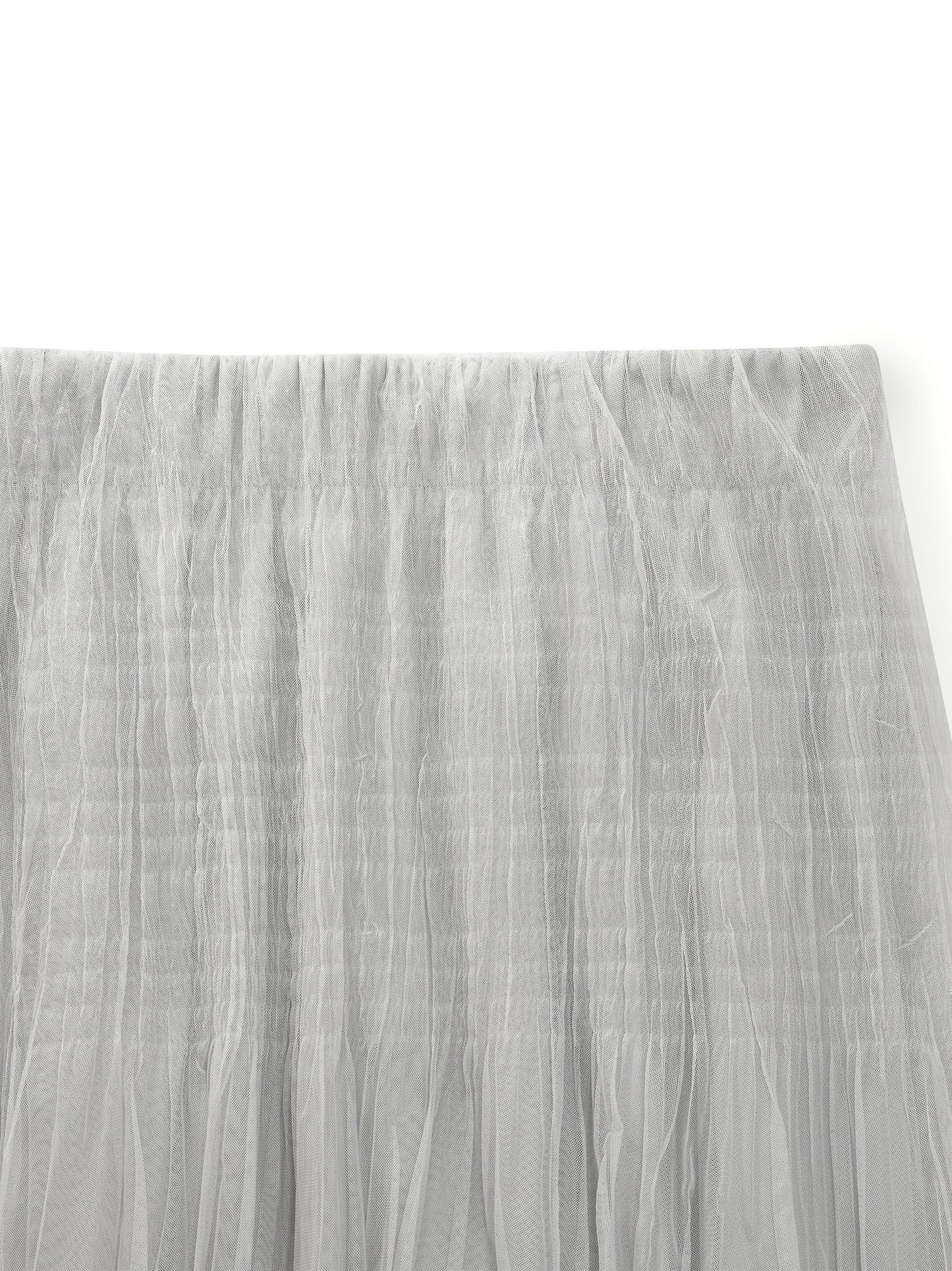 Elastic Waist A-Line Pleated Women Mesh Skirt