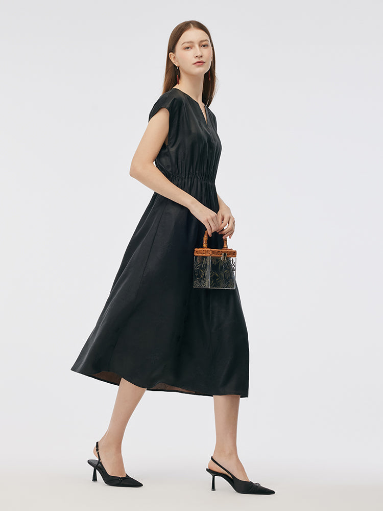 19MM Xiang Yun Silk Cap Sleeve Women Midi Dress