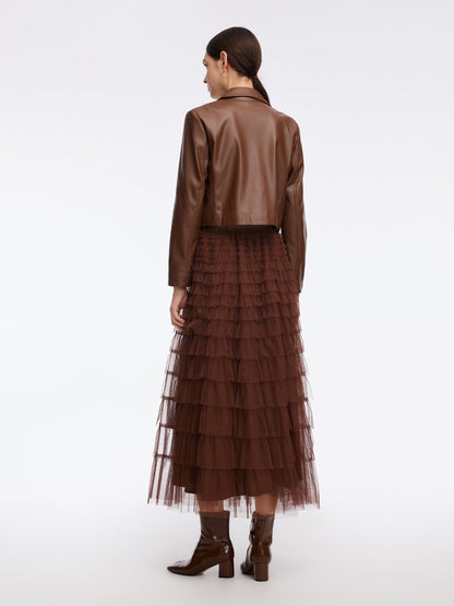 A-Line Mesh Ruffle Tiered Women Skirt