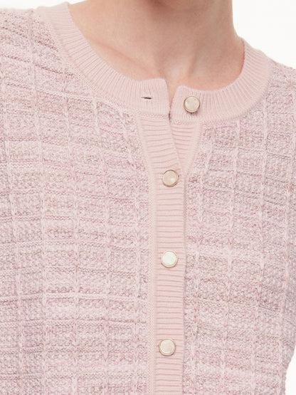 Textured Round Neck Women Stretchy Cardigan