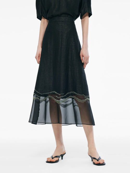 18MM Xiang Yun Silk Women Embroidered Skirt