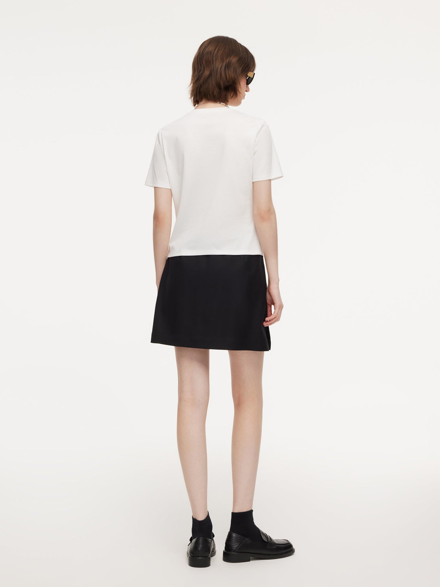Cotton Blend Round Neck Tape Embroidered Women T-Shirt