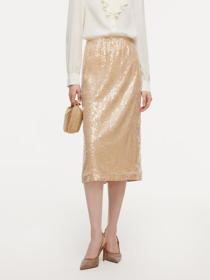 Lace Sequins H-Line Women Skirt