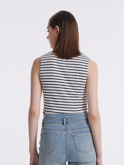 Striped Knitted Camisole With Detachable Chest Pads