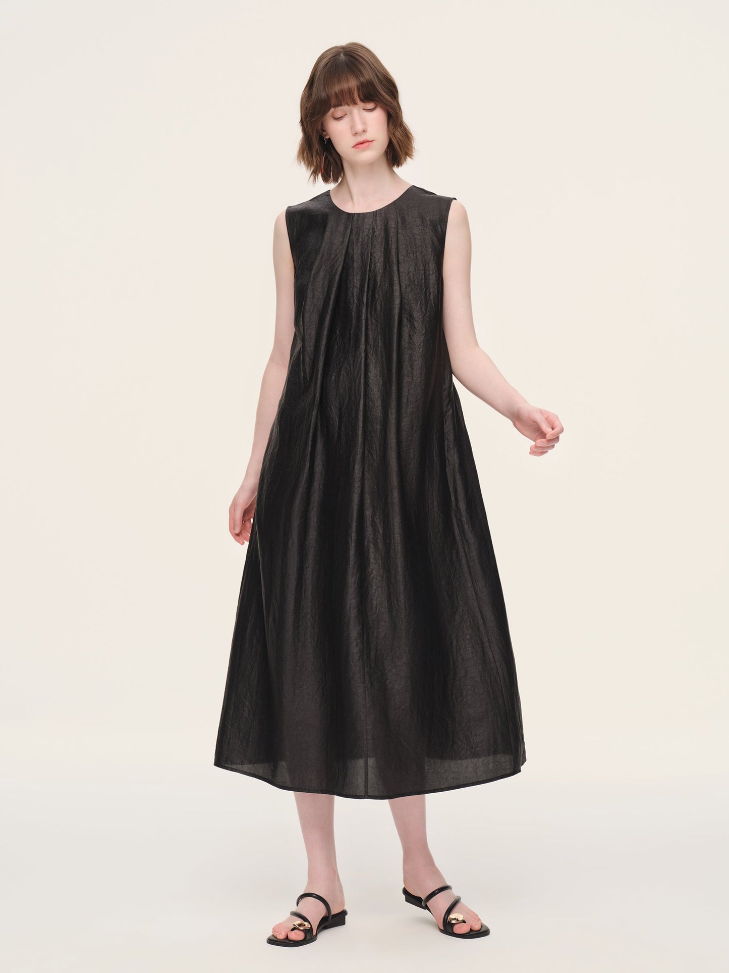 12MM Gambiered Canton Gauze Reversible Women Sleeveless Maxi Dress