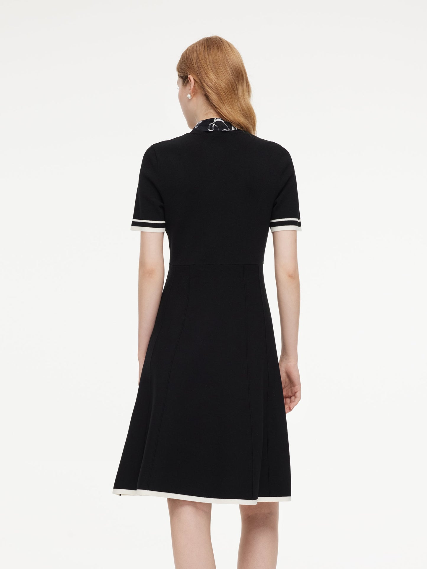 Lyocell Blend Women Knit Midi Dress With Detachable Silky Scarf