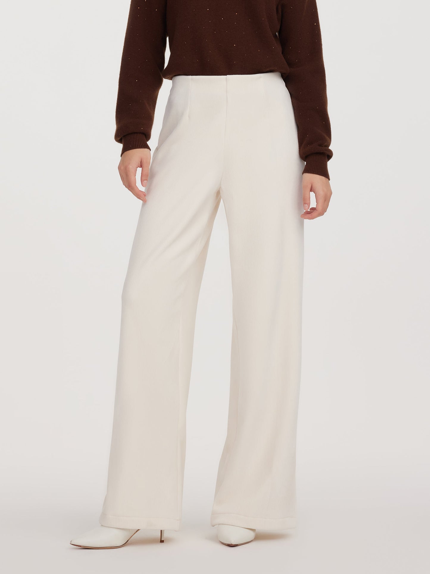 Velvet Ribbed Loose Straight Leg Women Knit Pants