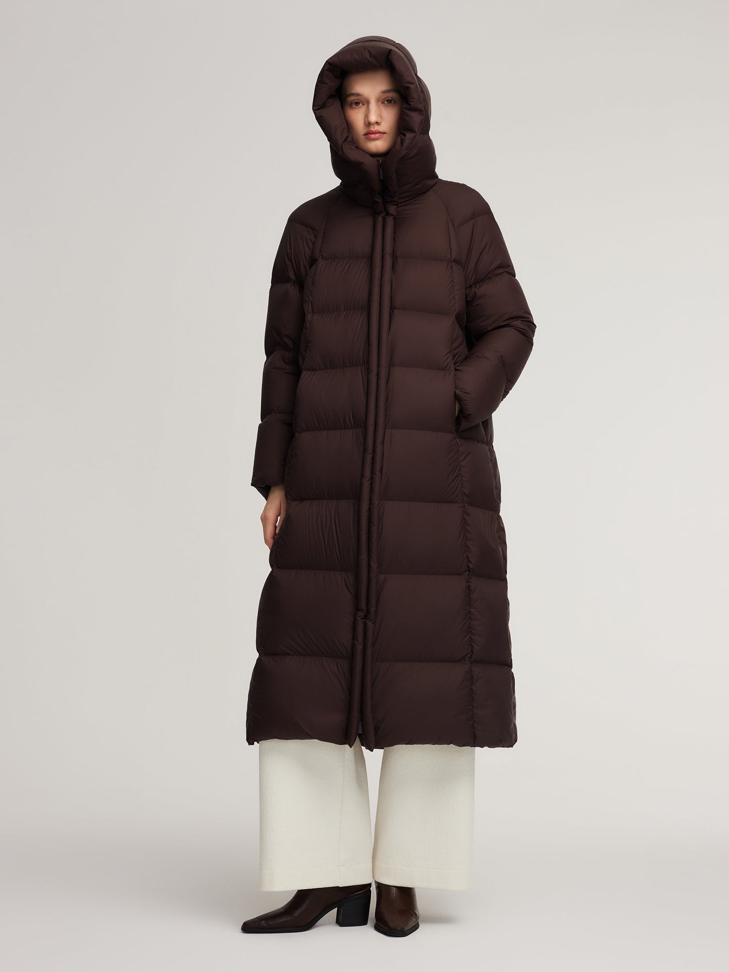 Cocoon Hooded Long Goose Down Puffer Coat