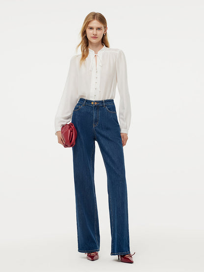 Faux Suede Jacket And Jeans Two-Piece Set