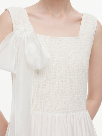 Tencel Blend Reversible Women Sleeveless Maxi Dress With Bowknot Ribbon